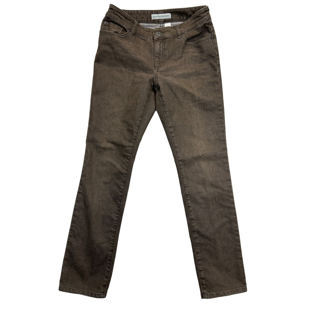 Chicos Jeans Womens 0‎ Brown Platinum Denim Ultimate Fit Slim Leg Stretch